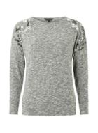 Dorothy Perkins Grey Sequin Embellished Shoulder Cut-and-sew Top