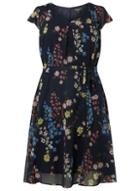 Dorothy Perkins *billie & Blossom Curve Navy Floral Chiffon Dress