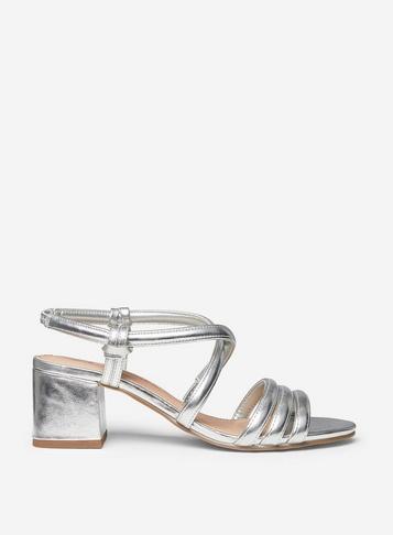 Dorothy Perkins Silver Barby Tubular Heeled Sandals