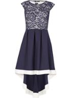 Dorothy Perkins *feverfish Navy Hi Lo Lace Skater Dress
