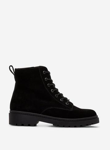 Dorothy Perkins Black Ola Suede Leather Hiker Boots