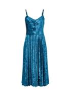*luxe Teal Velvet Pleat Cami Dress
