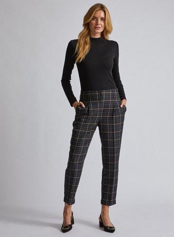 Dorothy Perkins Green Check Print Peg Trousers