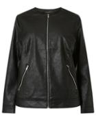 Dorothy Perkins *dp Curve Black Pu Collarless Quilted Jacket