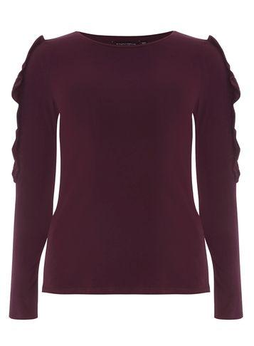 Dorothy Perkins Berry Red Gathered Frill Sleeve Top