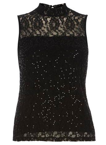 Dorothy Perkins Petite Lace Sequin Victoriana Shell Top