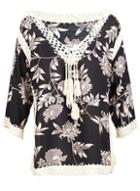 Dorothy Perkins *black Floral Crochet Top