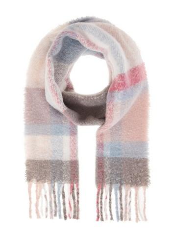 *quiz Pink Check Print Knitted Scarf