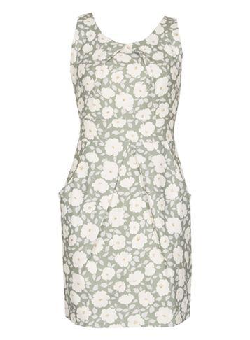 Dorothy Perkins *tenki Green Floral Print Tulip Shift Dress