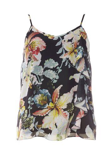 Dorothy Perkins Black Floral Print Ruffle Camisole Top