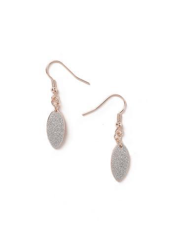 Dorothy Perkins Rose Gold Glitter Oval Drop Earrings