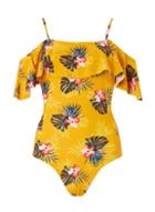Dorothy Perkins *dp Beach Ochre Floral Print Bardot Swimsuit