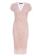 Dorothy Perkins *quiz Nude Glitter Lace Midi Bodycon Dress