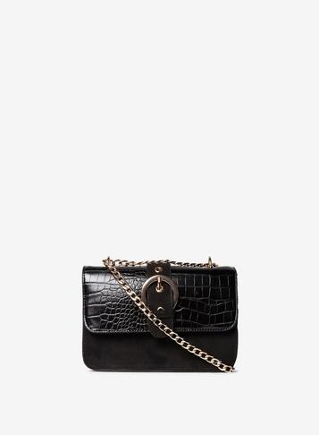 Dorothy Perkins Black Croc Buckle Cross Body Bag