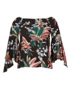 Dorothy Perkins *izabel London Black Print Frill Top