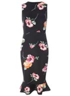 Dorothy Perkins Black Floral Ruffle Pencil Dress