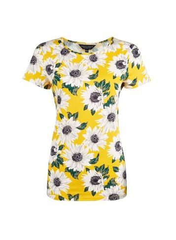 Dorothy Perkins Yellow Floral Print Short Sleeve Crew Neck T-shirt