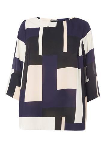 Dorothy Perkins Dp Curve Blue Square Print Soft Top