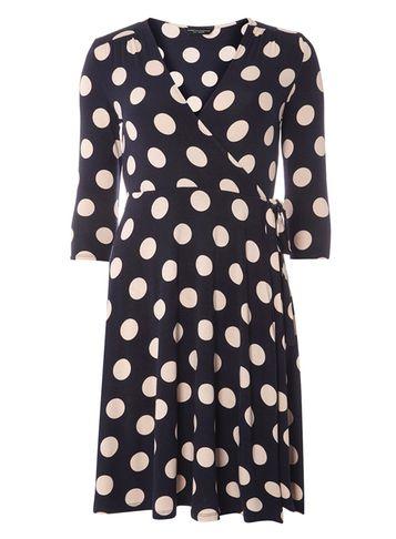 Dorothy Perkins Navy Polka Dot Wrap Dress