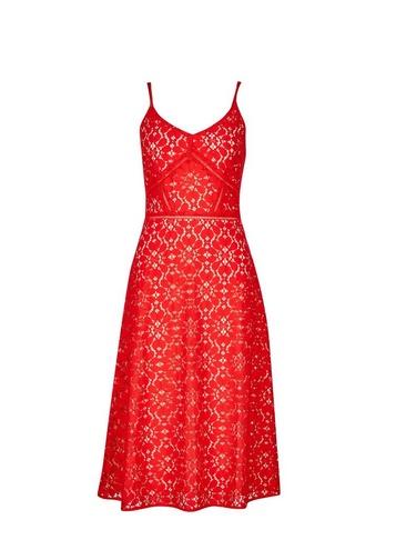 *luxe Red Camisole Lace Dress