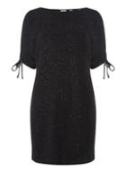 Dorothy Perkins Black Ruched Sleeve Shimmer Shift Dress