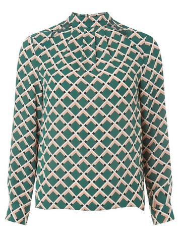 Dorothy Perkins Petite Green 'emily' Geometric Print Top