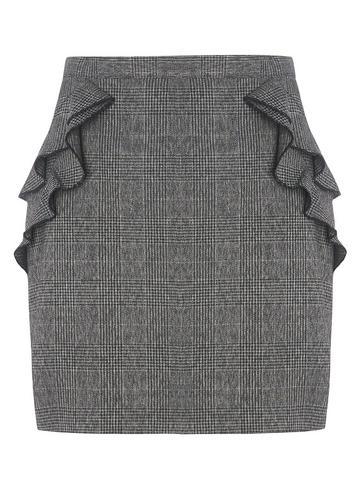 Dorothy Perkins Double Ruffle Check Print Mini Skirt