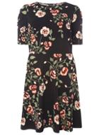 Dorothy Perkins Dp Curve Multi Coloured Floral Print Fit And Flare Dress