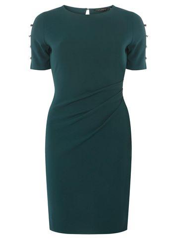Dorothy Perkins Green Stud Shoulder Bodycon Dress