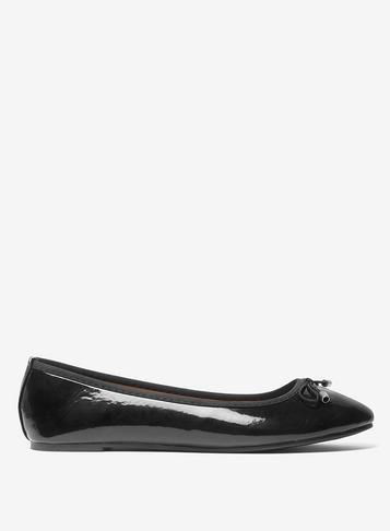 Dorothy Perkins Wide Fit Black 'pandora' Patent Ballerina Pumps