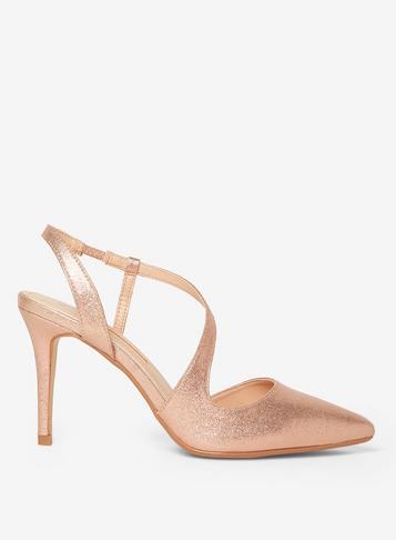 Dorothy Perkins Gold Pu Granite Heel Court Shoes
