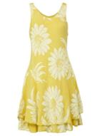 *izabel London Mustard Floral Print Layered Dress