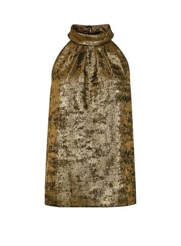Dorothy Perkins Gold Velvet Halter Neck Top