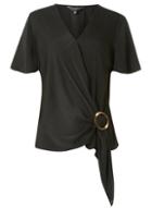 Dorothy Perkins Black Buckled Wrap Top