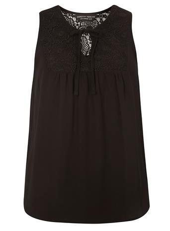 Dorothy Perkins Black Lace Yoke Sleeveless Top