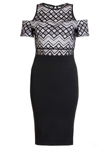Dorothy Perkins *quiz Black Aztec Lace Dress