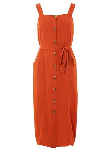 Dorothy Perkins Rust Button Through Midi Shirt Dress