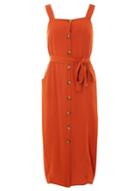 Dorothy Perkins Rust Button Through Midi Shirt Dress