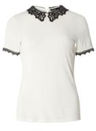 Dorothy Perkins Ivory Crochet Collar T-shirt