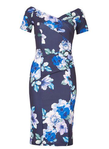 Dorothy Perkins *feverfish Navy Print Bardot Dress