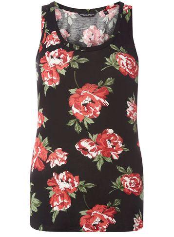 Dorothy Perkins Black And Red Rose Print Vest