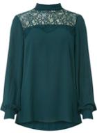 Dorothy Perkins *tall Green Lace Bow Top