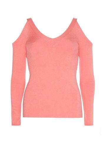 Dorothy Perkins Pink V-neck Cold Shoulder Knitted Jumper