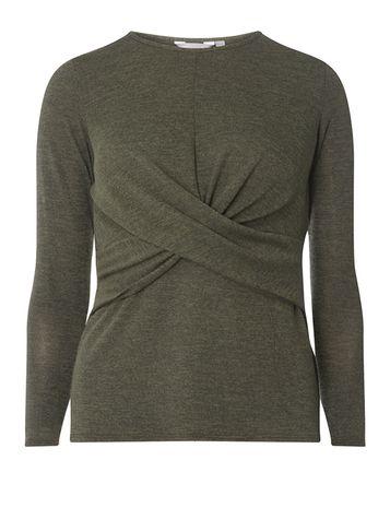 Dorothy Perkins Petite Khaki Twist Front Top