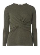 Dorothy Perkins Petite Khaki Twist Front Top