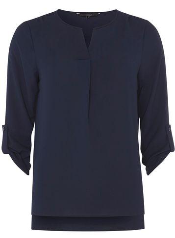 Dorothy Perkins *vero Moda Navy Roll Sleeve Blouse