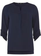 Dorothy Perkins *vero Moda Navy Roll Sleeve Blouse