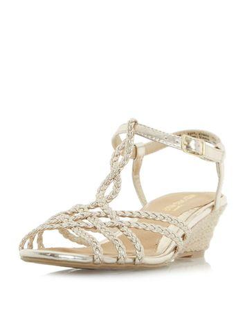 Dorothy Perkins *head Over Heels By Dune Gold Kitti Wedge Sandals
