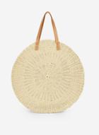 *southbeach White Round Straw Tote Bag