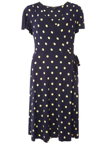 Dorothy Perkins *tall Navy Spot Wrap Dress